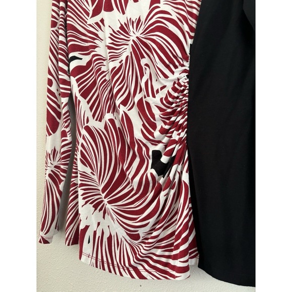 Women's Tommy Bahama Long Sleeve Shirt Top Large Unique Pattern Runched Side - Picture 2 of 7